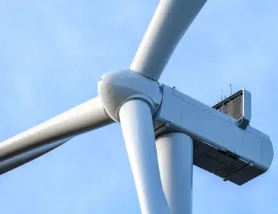 Limekiln Wind Farm turbine close-up, Scotland
