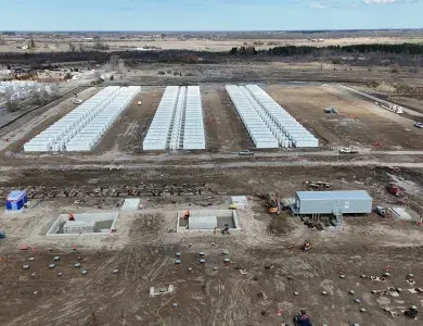 Energy storage facility in construction in Hagersville, Ontario